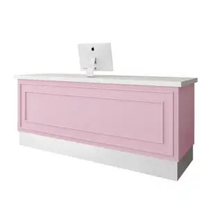 Barato preço moderno spa branco usado recepção mesa de salão de beleza pequena mesa dianteira