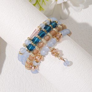 <b>Crystal</b> Tassel <b>Bracelet</b> Multi Layered Acrylic <b>Beaded</b> Elastic Women Jewelry Spring 2024 Yiwu Manual Made Geometric Style - Product Image 3