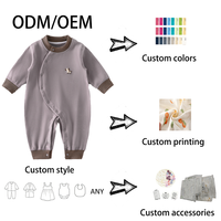Jumpsuit Bayi Ramah Lingkungan Bahan Viscose Fleece Bernapas, Lengan Panjang Hangat untuk Musim Gugur dan Musim Dingin, Kancing Tekan, Pakaian Rumah, Romper