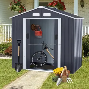 8 X 12 FT Large Outdoor Storage Shed Tall Metal Garden Sheds For Bike Lawnmower Garbage Can