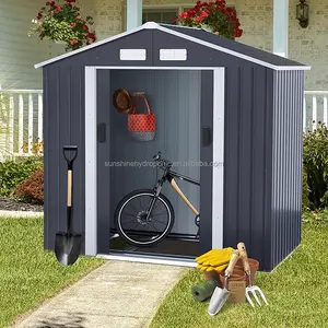 8x12 FT grande ao ar livre armazenamento Shed, alta Metal jardim Galpões para bicicleta, cortador de grama, lixo pode