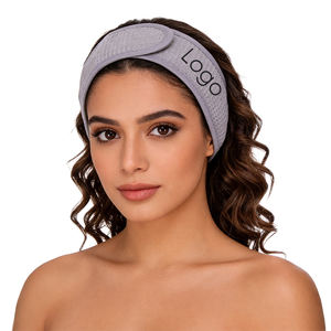 Bandeau en coton gaufré personnalisé pour spa et sport, réglable, absorbant la transpiration, pour femmes, maquillage, cosmétiques, serviette de douche - Product Image 1