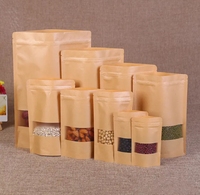 Vente chaude en plastique fermeture à glissière fermeture emballage PE fermeture à glissière haut sac de pochette en papier Kraft avec fenêtre autoportante surface en relief