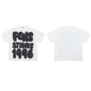 Tejido de Punto de Algodón 100% Transpirable de Alta Calidad al por Mayor, Diseño de Patrón de Letras Serigrafiadas, 220 Gramos, Talla Regular y Extra Grande - Product Image 3