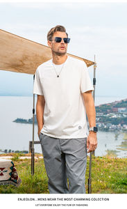 Zh Yiff593 ग्रीष्मकालीन नए पुरुषों की टी-शर्ट शॉर्ट स्लिम सुंदर और उदार - Product Image 2