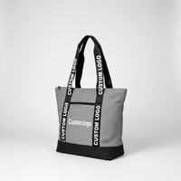 Sac fourre-tout en toile personnalisé avec logo pour femmes, sac à bandoulière léger et durable doublé de polyester pour les courses quotidiennes et les trajets domicile-travail