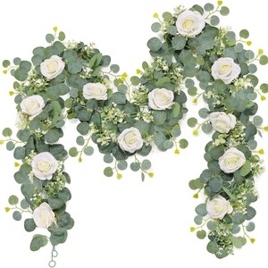 Nuevas Hojas de Eucalipto, Camelia y Paniculata, Decoraciones de Enredaderas Artificiales Realistas de Plástico Suave - Product Image 1
