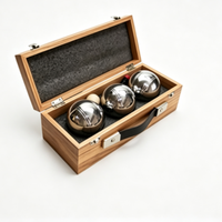 Lot de 3 boules de pétanque en acier de 73 mm avec mesureur en plastique et cordon pour fêtes en plein air