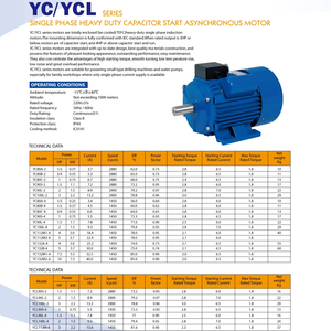 ปั๊มสระว่ายน้ำ YC YCL 0.5 1 2 DC/BLDC พัดลมระบายความร้อนสูง TEFC มอเตอร์เหนี่ยวนำเฟสเดียวสำหรับงานหนัก Yc - Product Image 2