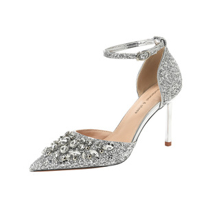 Sandales à talons pour femmes, bout pointu, talon aiguille, strass, fermeture à boucle, chaussures élégantes pour mariage et soirée, 8778-3 - Product Image 5