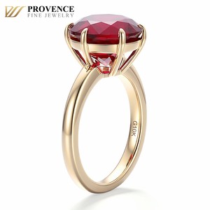 <span class=keywords><strong>Bague</strong></span> en or jaune 10 carats <span class=keywords><strong>avec</strong></span> rubis <span class=keywords><strong>de</strong></span> laboratoire taille brillant rond couleur sang <span class=keywords><strong>de</strong></span> <span class=keywords><strong>pigeon</strong></span>, bijoux fins pour femme, idéale pour un anniversaire, par Provence Jewelry - Product Image 4