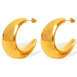 Pendientes con forma de luna dorada, aleación de zinc, diseño geométrico, joyería de moda para fiesta, EH545 - Product Image 5