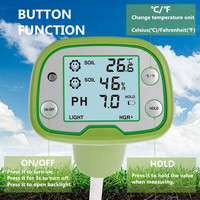 Testeur de sol 4 en 1 avec détection de pH/température/humidité/lumière ℃ / ℉   Interrupteur, maintien des données et rétroéclairage pour l'agriculture/le jardinage