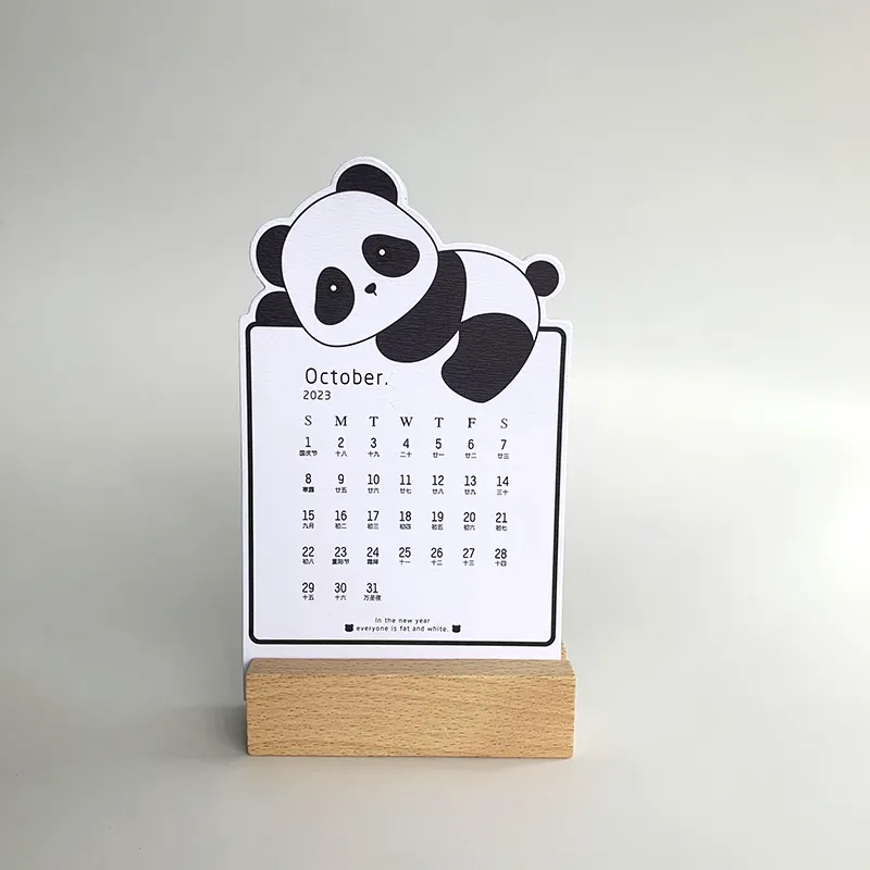 2024 atacado personalizado novo design criativo mini bonito pequeno calendário de mesa simples panda decoração calendários