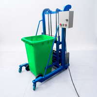 Chariot élévateur industriel mobile électrique à entraînement par chaîne, capacité 500 kg, pour bennes à déchets et conteneurs, avec fonction de basculement et levage, commande à une touche