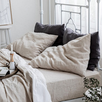 Literie en lin naturel 100% pur, tissu en lin uni pour la maison, ensemble de couette, draps plats, housse de couette pour cadeau