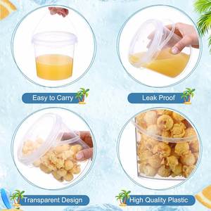 Seau en plastique PP jetable de 700 ml, gobelets transparents pour thé aux fruits avec poignées - Product Image 4