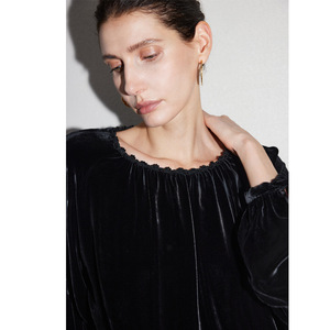 Pullover Beludru Sutra Mulberry 100% Mewah Wanita Elegan Gaya Korea Buatan Tangan Berhias Manik-Manik Lengan Panjang Blus Musim Gugur Musim Dingin 2026 - Product Image 2