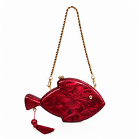 Pochette de soirée en acrylique marbré en forme de poisson, sac à main de luxe pour femme, sac à bandoulière de créateur, sac de banquet