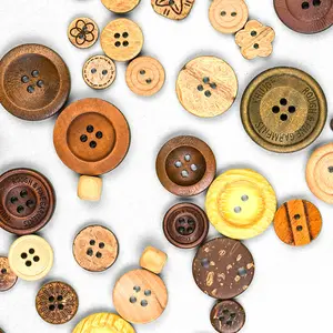 Custom high quality eco-friendly various shapes vintage natural coconut shell wooden buttons for clothes