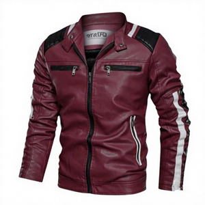 Veste de motard en toile imperméable et coupe-vent de qualité supérieure, fabriquée à la main, de la marque BS International, à col mandarin, pour l'hiver. - Product Image 2