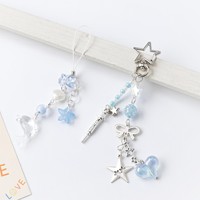 Breloque de téléphone Perles de Dauphin Thème Bleu, Porte-clés Perlé, Décoration de Sac à Dos Exquise et Mignonne, Accessoires Cadeaux