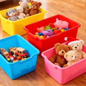 Colorful Plastic <b>Storage</b> <b>Boxes</b> Rectangle <b>Stackable</b> With Handles For Home Toys Organization 0L-5L Capacity - Product Image 2