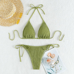 Bikini <span class=keywords><strong>Sexy</strong></span> con cinturino all'americana per donna Push up Design a triangolo in tinta unita perfetto per Beachwear e feste in piscina - Product Image 2