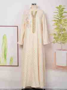 Nouvelle Abaya élégante et imposante pour femmes saoudiennes, en lin imprimé, style ouvert, longueur ras du sol, vente en gros, collection 2026 - Product Image 4