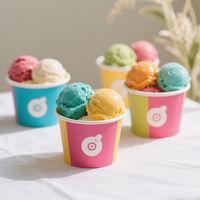 3 4 5oz harga pabrik OEM ODM kertas berlapis tahan bocor cangkir es krim dengan tutup dan sendok