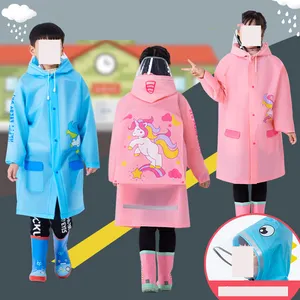 Factory Direct Multi Style Kids Cartoon Print Raincoat Eco-Friendly Eva Child Raincoat With Cover Schoolbag