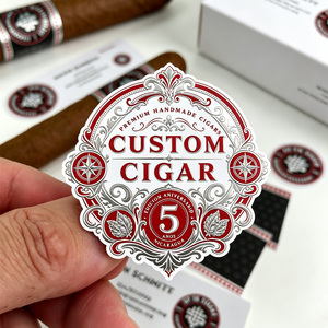 Étiquette de cigare en papier gaufrée à chaud avec logo personnalisé, bande de cigare en feuille d'aluminium rouge, autocollant pour cigares – Offre Spéciale - Product Image 2