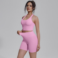 Custom logo butterzachte slim fit sportbeha en high waist shorts gym fitness kleding premium 'naked feeling' yogaset voor dames