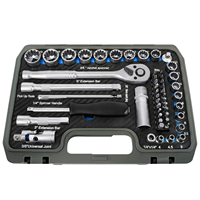 GTYPRO Taiwan Quality 52pcs Multi-Tooth Inch TORX Gear Lock Ratchet Set Profile XZN E Profile Socket Set Metric 1/4 3/8 Nut Bit