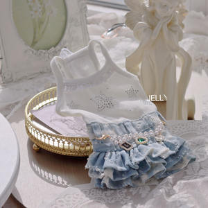 Reggicalze per cani graziose primavera estate gonna sottoveste vestito di jeans - Product Image 3