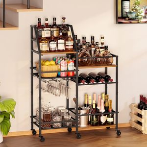 Carrito de Bar Mini SENYU con Ruedas, Soporte para Copas de Vino, Estante de Almacenamiento para Cocina, Comedor, Whisky, Licores y Alcohol - Product Image 4