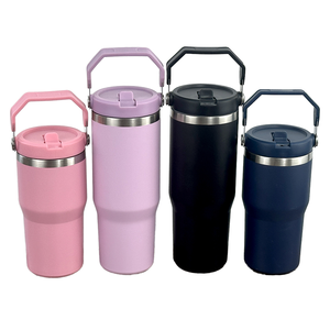 Vaso Térmico Portátil de Acero Inoxidable de 20oz/30oz con Asa, Taza de Viaje, Botella de Agua con Tapa y Pajita Abatible - Product Image 1