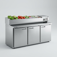 Table de préparation réfrigérée LuMa personnalisable en acier inoxydable SUS304, plan de travail 1m-3m pour pizzas et sandwichs avec bacs GN