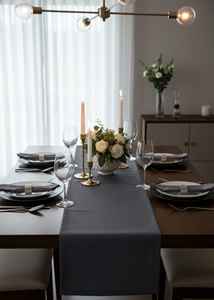 Chemin de table moderne en polyester à pois jacquard - Écologique et durable - Product Image 5