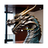 Dragon avec boule de cristal Fontaine d'eau Grande statue de dragon en bronze Sculpture de dragon en laiton coulée en métal personnalisée pour décoration