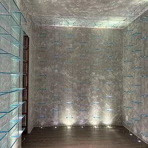 بسيطة مخفية كابل زجاج مركب على الحائط العائمة عرض معلقة رف النبيذ لقبو النبيذ الأثاث المنزلي - Product Image 4