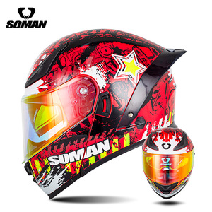 Nouveau casque de moto SOMAN ABS unisexe, design à double visière rabattable, quatre saisons, chaud, pour scooter électrique F2 - Product Image 1