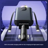Machine d'aromathérapie intelligente pour automobile, chargeur de voiture 120W à charge ultra-rapide avec câble rétractable, vente chaude