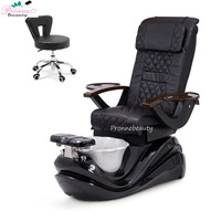 Pronne - Équipement de salon de manucure moderne - Chaise de pédicure Black Lotus - Ensemble complet avec tabouret de pédicure et fonction bain à remous