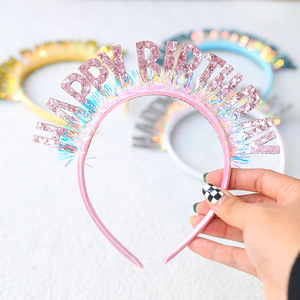 Long Lanh Hạnh Phúc Sinh Nhật <span class=keywords><strong>Sequin</strong></span> Headband Sinh Nhật Trang Trí Trang Trí Bữa Tiệc Sinh Nhật Trẻ Em Dành Cho Người Lớn Cô Gái Màu Hồng Bạc Màu Xanh <span class=keywords><strong>Headbands</strong></span> - Product Image 4