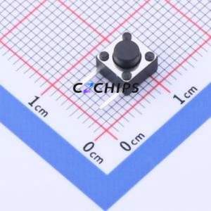 YTS-D007T-2D Tactile Switch Bent Lead Through Hole,6x6mm Switch Single Pole Single Throw Round Button 2.6N Right Angle Insert - Product Image 1