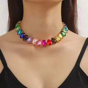 Water Droplets Jewelry And Accessories Colorful Crystal Fashion Necklace Statement Jewelry Women's Wedding Gift Punk Choker