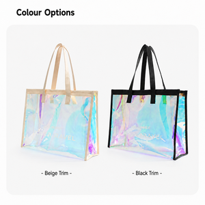 Custom Logo Fashion Transparent Pvc Holographic Reusable Laser Beach <b>Bag</b> Iridescent Colorful Pvc Tote <b>Bag</b> - Product Image 6