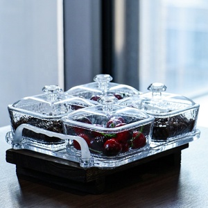 Factory Box Verpackung Glas Nussglas Haushalt <span class=keywords><strong>Candy</strong></span> Bowl <span class=keywords><strong>Set</strong></span> mit Tablett Klarglas Lagerung Snack platte - Product Image 5