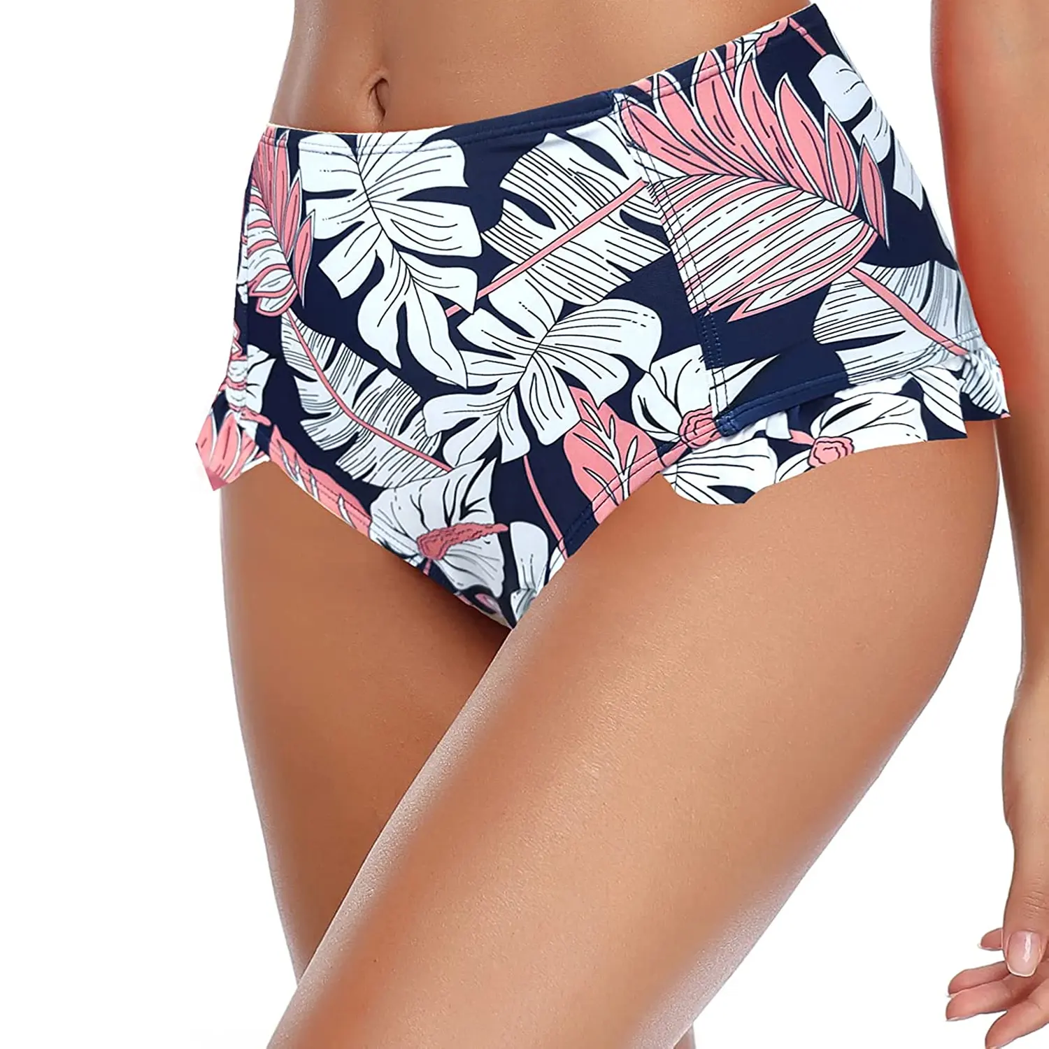 Women's Bikini Period Swim Trunks Ruffle Design 4 Layers Heavy Absorbency Leak Proof Period Swimwear